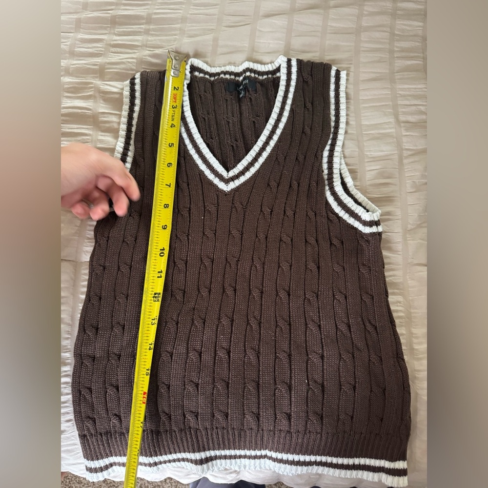 Love Tree Brown Knit Vest with Cream Trim